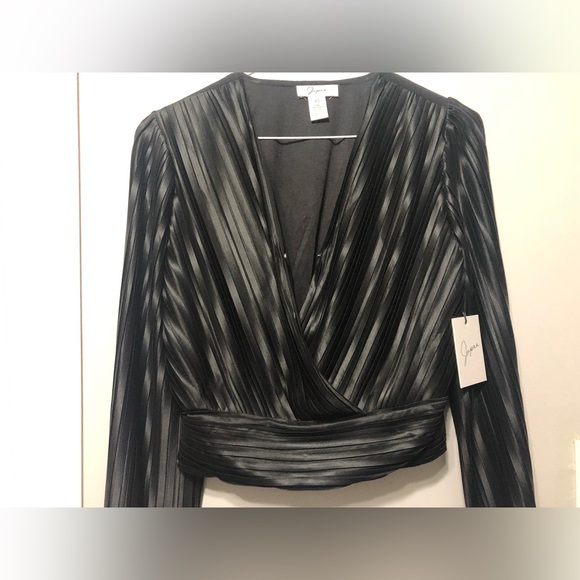 JAPNA black pleated long sleeve top size XS. - Picture 3 of 7